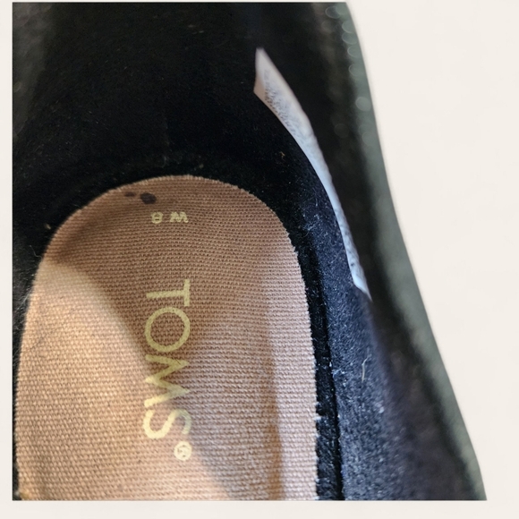 Toms black D’Orsay flats suede toe reptile texture heel almond toe size 8 NWOT - Picture 8 of 9